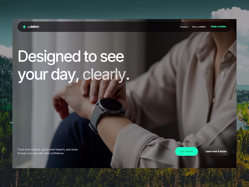 Cover image for Lumino Smartwatch Landing Page Design