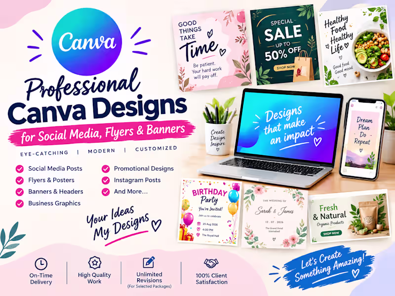 Cover image for Professional Canva Designs for Social Media, Flyers & Banners