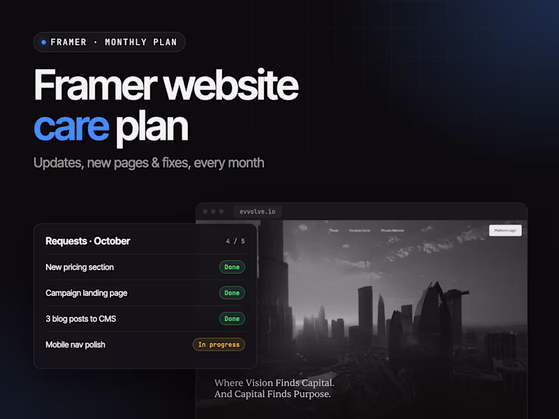 Cover image for Framer Website Care (Monthly)