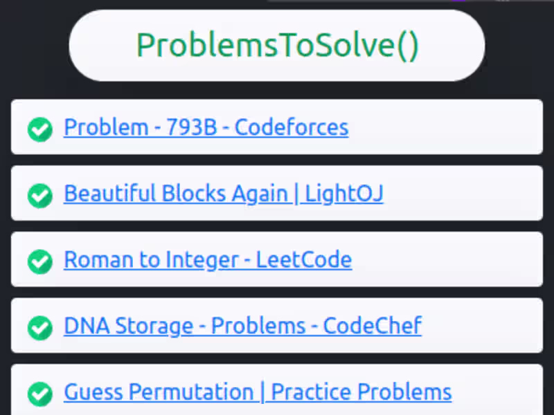 Cover image for 
Problems To Solve Next - Keep track of your unsolved problems