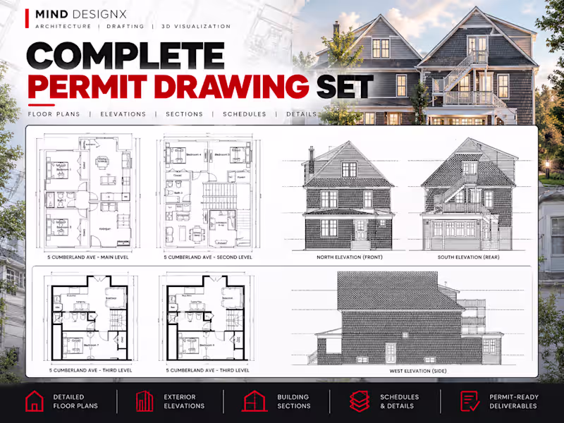 Cover image for I will draw city permit drawing, floor plan & Pdf Redraw 