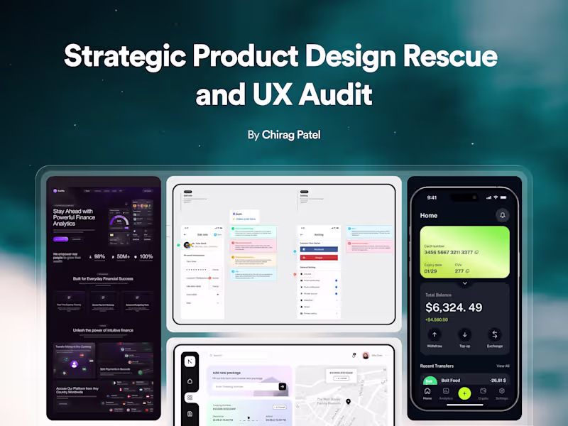 Cover image for Strategic Product Design Rescue and UX Audit