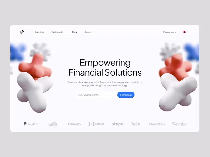 Cover image for Design a landing page for financial services with a light theme.