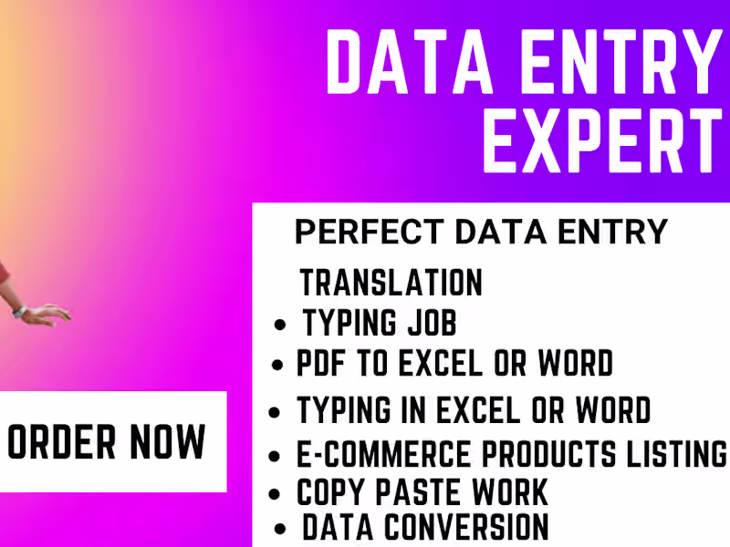 Cover image for I will do data entry, data collection, typing, web research