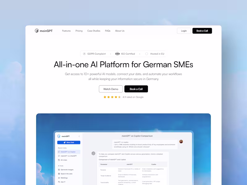 Cover image for Website redesign for meinGPT AI Platform