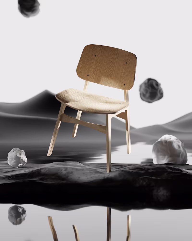 Cover image for Minimalist Wooden Chair | 3D Product Visualization