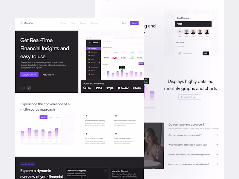 Cover image for CapsFin - SaaS Finance Landing page