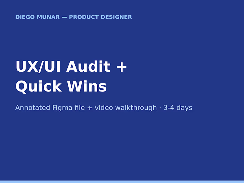 Cover image for UX/UI Audit + Actionable Quick Wins (3-4 days)