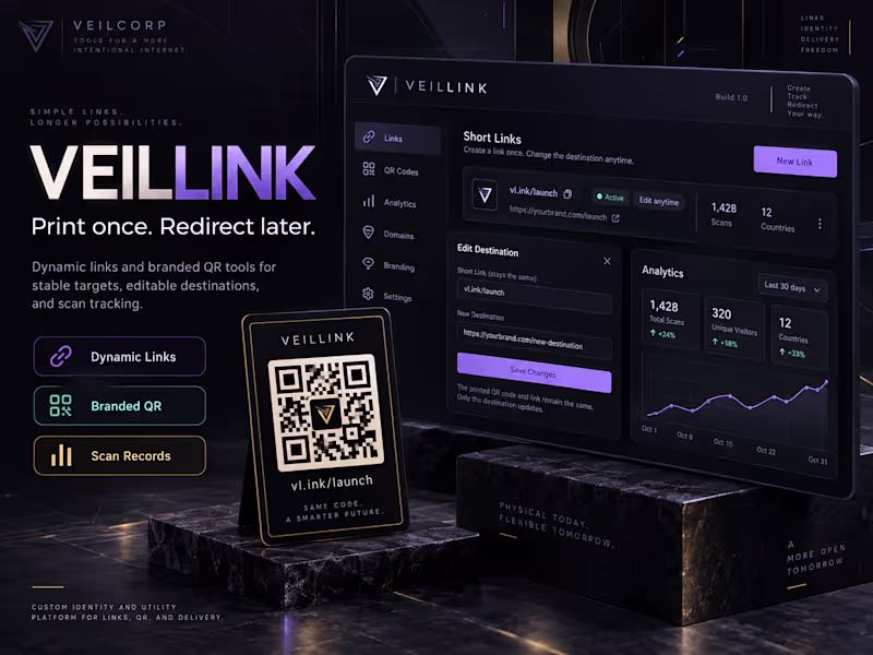 Cover image for VEILLINK

Dynamic Links. Branded QR. Stable