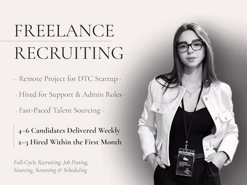 Cover image for Freelance Recruiting for DTC Startup – Support & Admin Roles