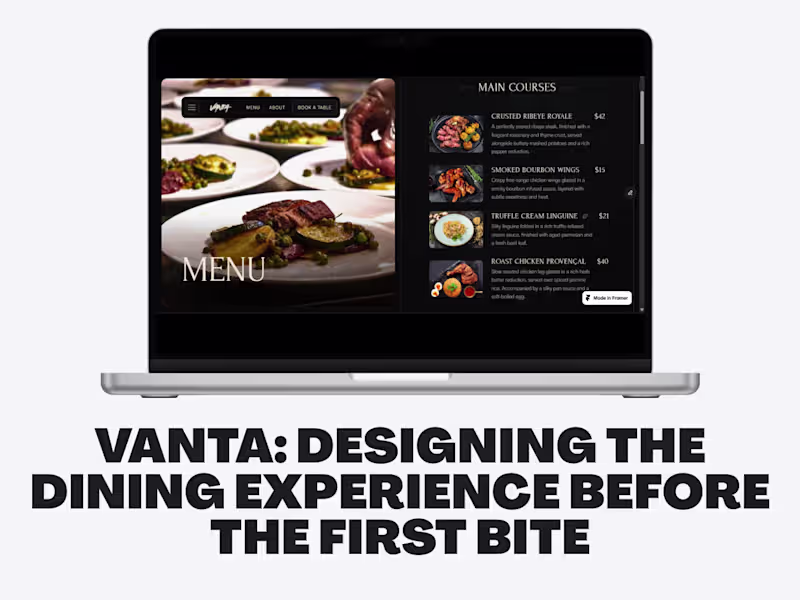 Cover image for VANTA: Designing the Dining Experience Before the First Bite