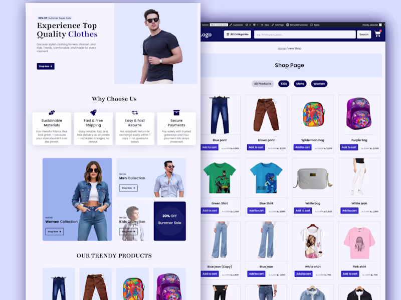 Cover image for Modern & Trendy Fashion Store, Full Website Design + Development