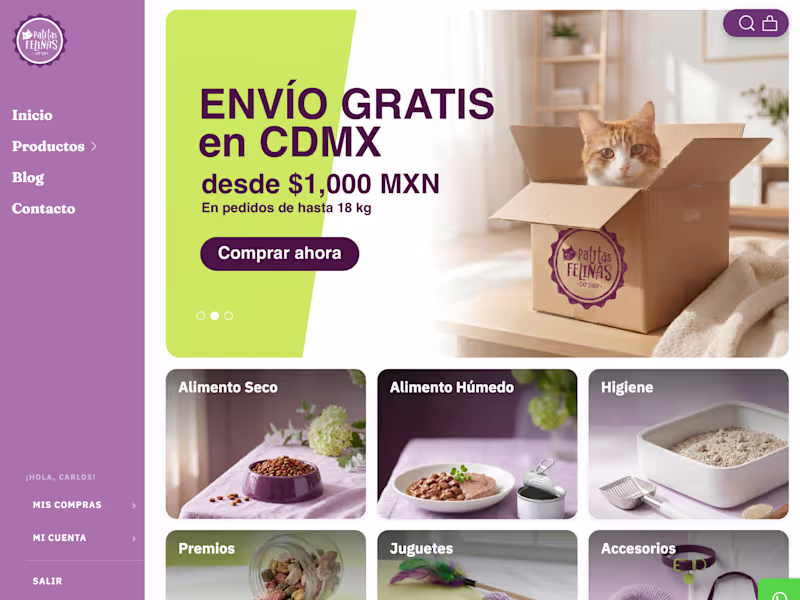 Cover image for Patitas Felinas — Cat Ecommerce Store