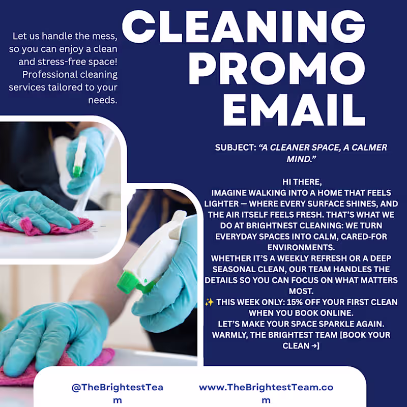 Cover image for Cleaning Promo Email