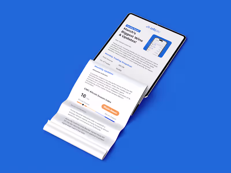 Cover image for Monthly Trading Report Email Design for ZebPay