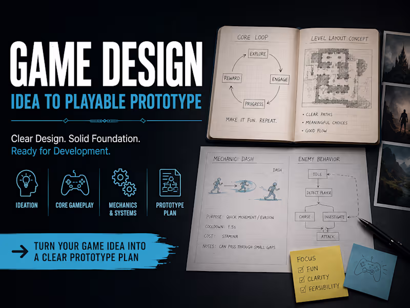 Cover image for Game Design: Idea to Playable Prototype