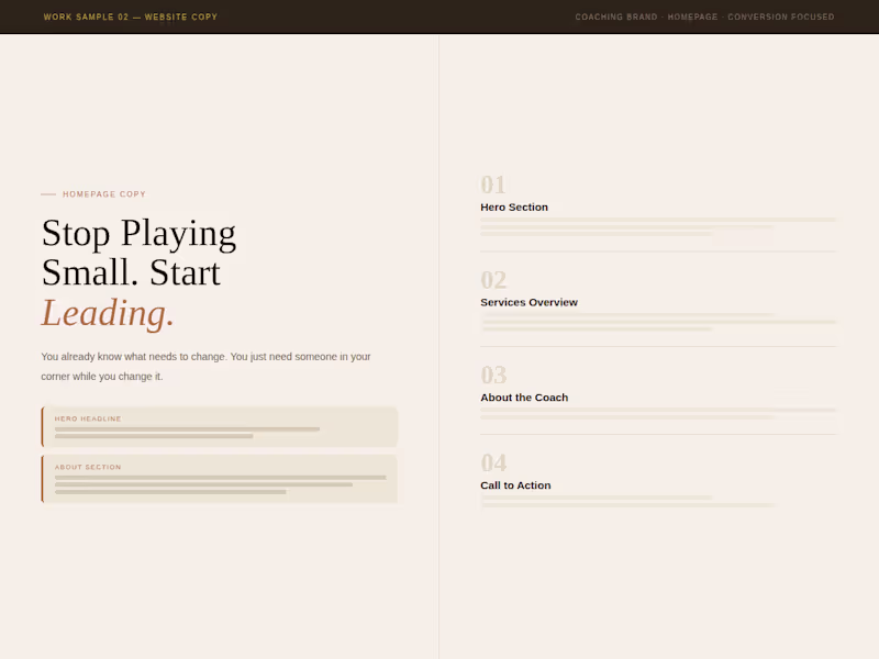 Cover image for Full homepage copy written for