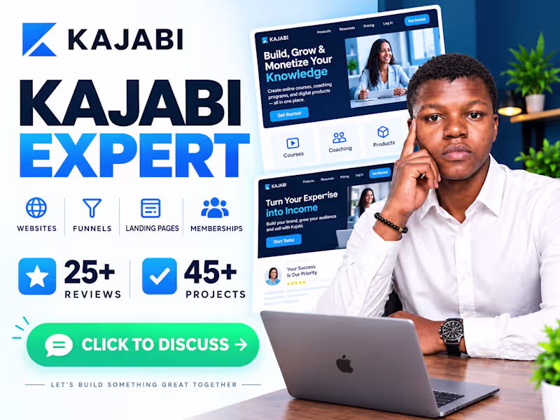 Cover image for Kajabi Expert for Websites, Funnels, Landing Pages & Memberships