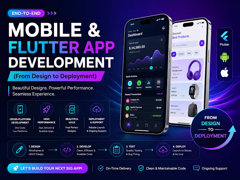 Cover image for Mobile & Flutter App Development (From Design to Deployment)