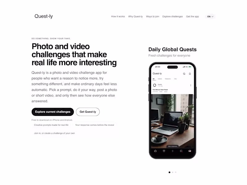 Cover image for Questly — Mobile & Web Challenge Platform