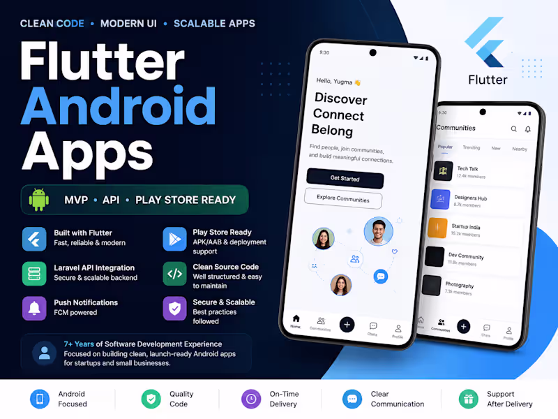 Cover image for Service title: Flutter Android App Development for MVPs