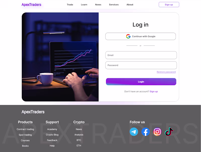 Cover image for ApexTraders-  all-in-one crypto trading website( log in-Sign up)