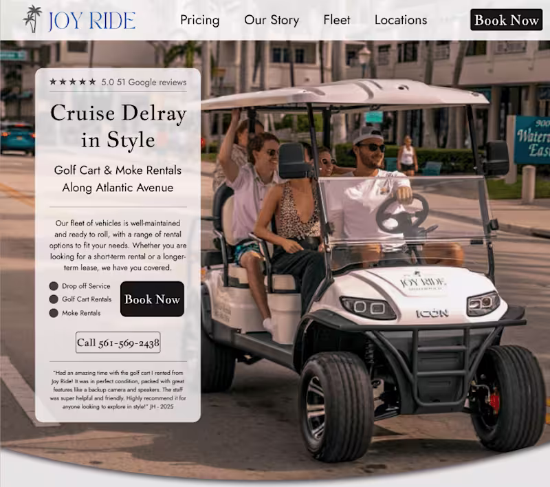 Cover image for JoyRide Golf Cart Rentals