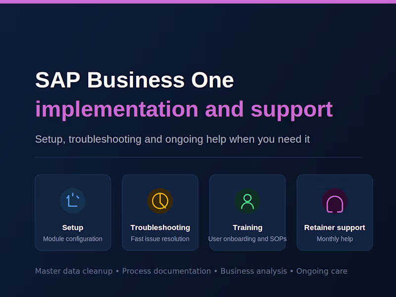 Cover image for SAP Business One Implementation, Support & Maintenance