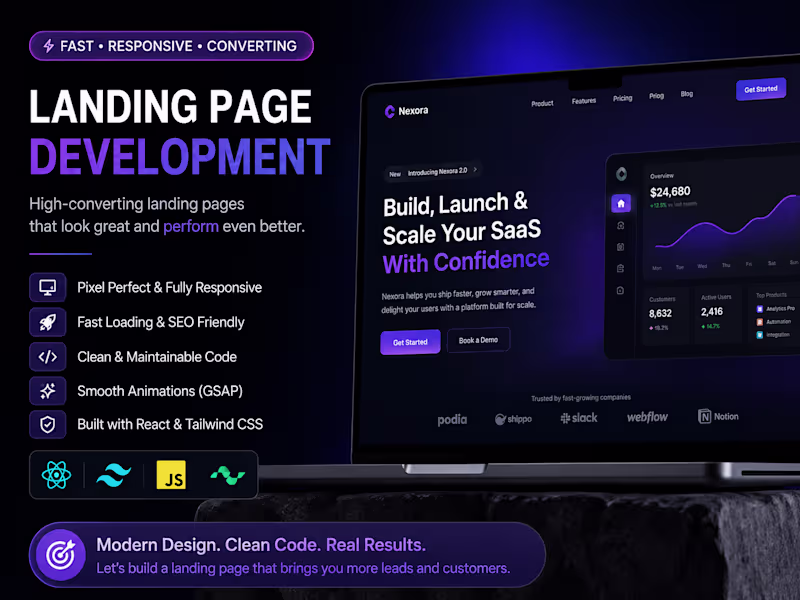 Cover image for I will develop your landing page from Figma to React/HTML