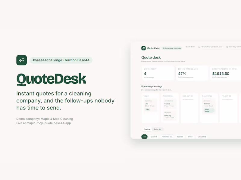 Cover image for QuoteDesk: instant quotes for a