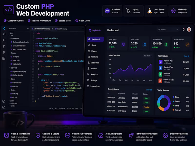 Cover image for Custom PHP Website & Backend Development