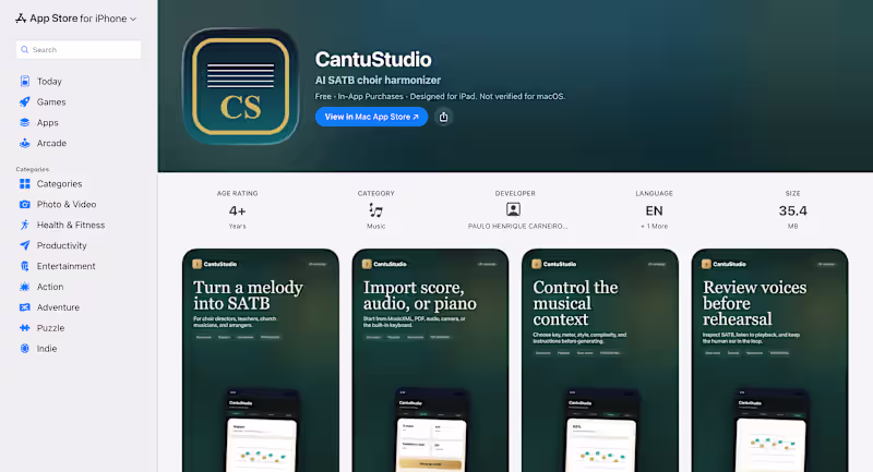 Cover image for CantuStudio: AI-assisted SATB music workflow