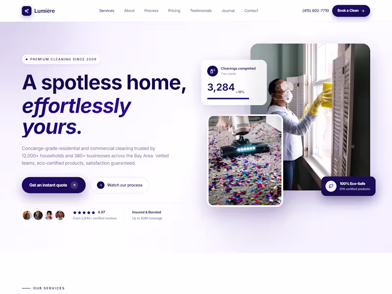Cover image for Lumiere cleaning landing page
 
A
