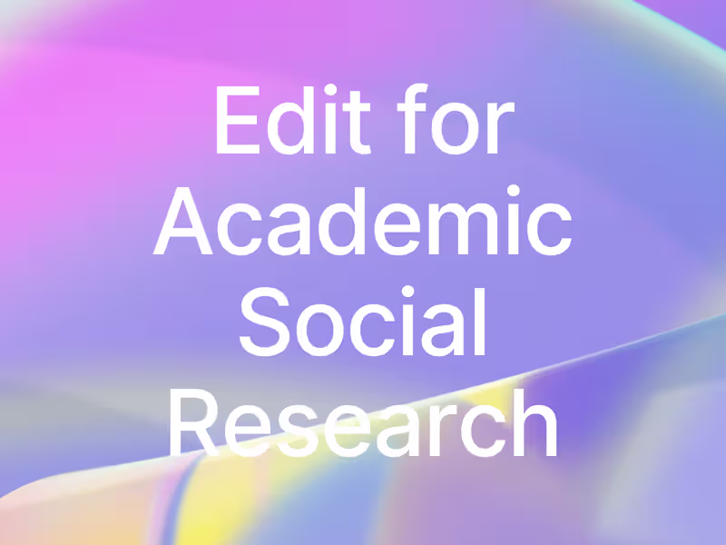 Cover image for Proofread and Edit for Academic Social Research