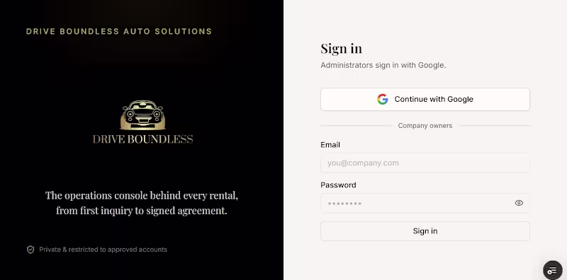 Cover image for Drive Boundless Admin Dashboard. An