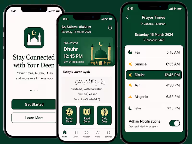 Cover image for Deenpal Islamic App Design
DeenPal is