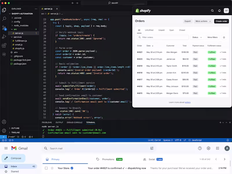 Cover image for Shopify Order → Auto-Fulfillment + Notification