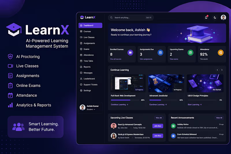 Cover image for 🚀 Built LearnX, a modern