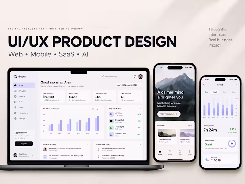 Cover image for UI/UX Design for Web & Mobile Apps | SaaS Product Design