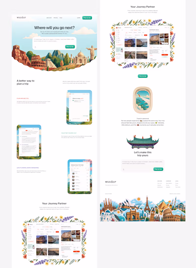 Cover image for Landing Page design for AI Travel App