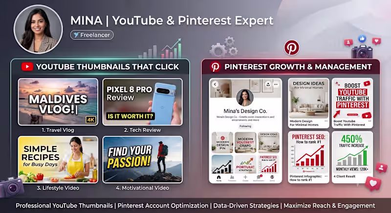 Cover image for Will Design YouTube Thumbnails And Manage Pinterest business  