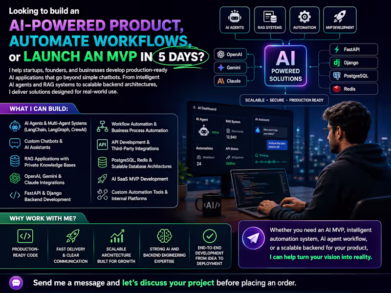 Cover image for I Will Build Your AI SaaS MVP in 5 Days Using OpenAI, LangChain 