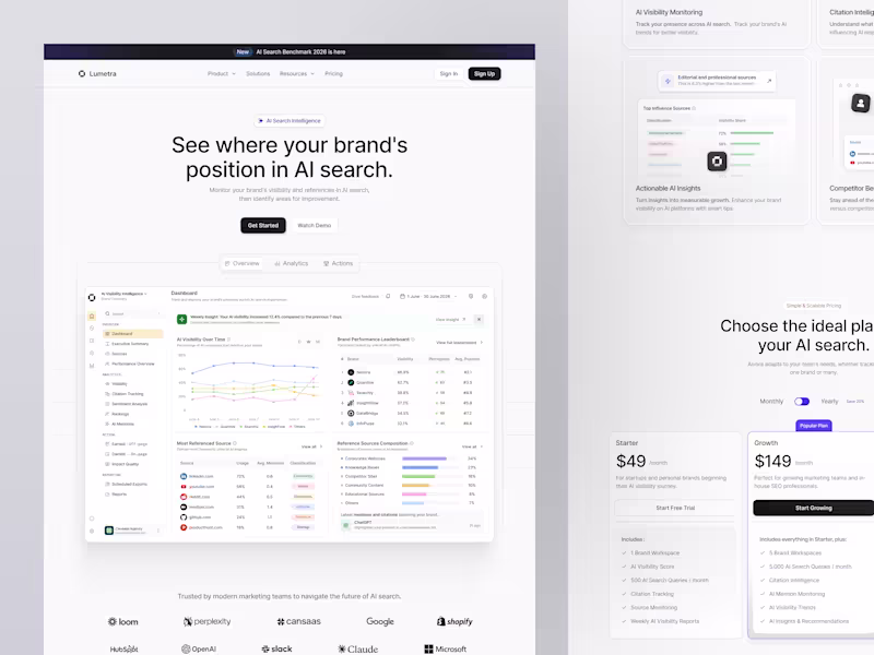 Cover image for Lumetra AI Search Analytics Landing Page Design