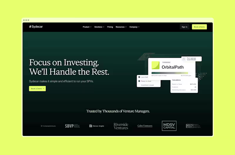Cover image for Sydecar: Site Behind a $4.8B Venture Platform