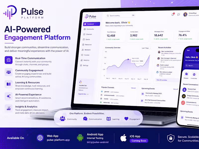 Cover image for Pulse Platform — AI-Powered Community & Engagement Platform