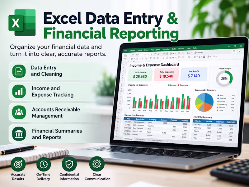 Cover image for Excel Data Entry & Financial Reporting