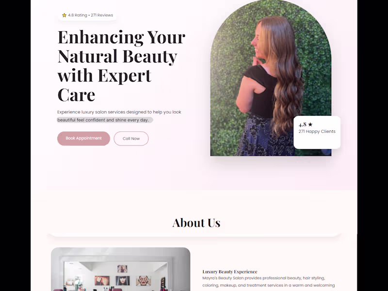 Cover image for Salon Website UI Design ❤️❤️😍
