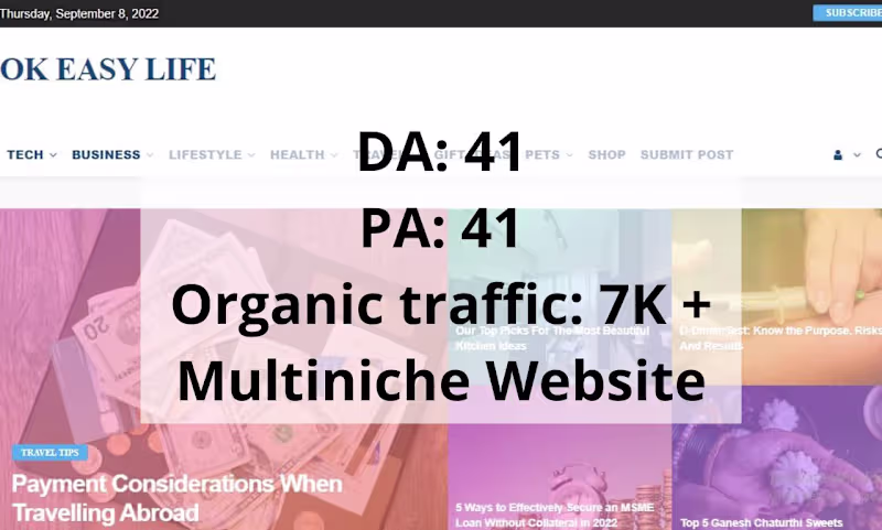 Cover image for Guest Post on OkeasyLife .com – SEO Backlink & Content Promotion