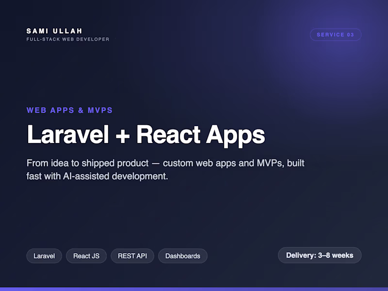 Cover image for Full-Stack Web App & MVP Development (Laravel + React)