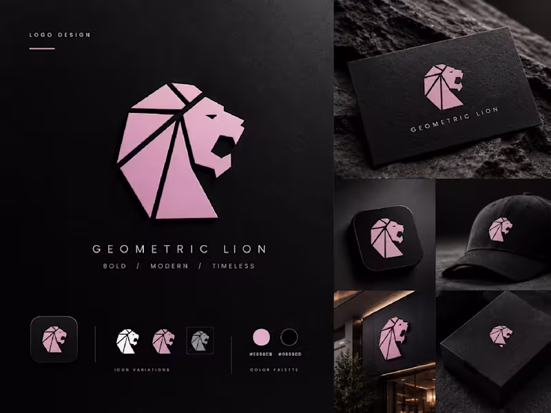 Cover image for geometric lion logo built around